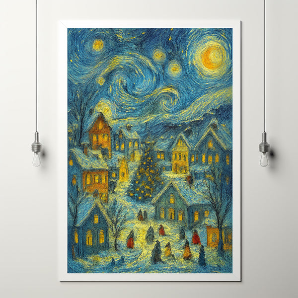 Retro Christmas Town Print Vintage Holiday Wall Art (2)