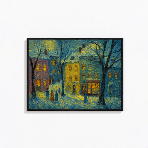 Retro Christmas Village Samsung Art Whimsical Winter Holiday Modern Farmhouse