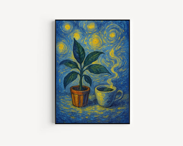 Retro Coffee Print, Retro Cafe, Coffee Art, Warm Stripes, Food Drink Kitchen Poster, Dining Room Art, Coffee Lover Gift, Plants, Minimalist (2)