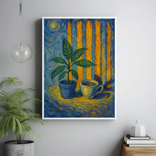 Retro Coffee Print, Retro Cafe, Coffee Art, Warm Stripes, Food Drink Kitchen Poster, Dining Room Art, Coffee Lover Gift, Plants, Minimalist