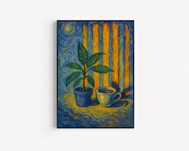 Retro Coffee Print, Retro Cafe, Coffee Art, Warm Stripes, Food Drink Kitchen Poster, Dining Room Art, Coffee Lover Gift, Plants, Minimalist