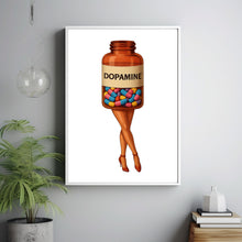 Retro Dopamine Art Decor, Dopamine Pills Women Poster Collage Art Retro Surreal Art Psychedelic
