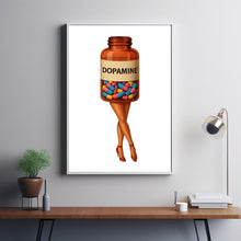 Retro Dopamine Art Decor, Dopamine Pills Women Poster Collage Art Retro Surreal Art Psychedelic
