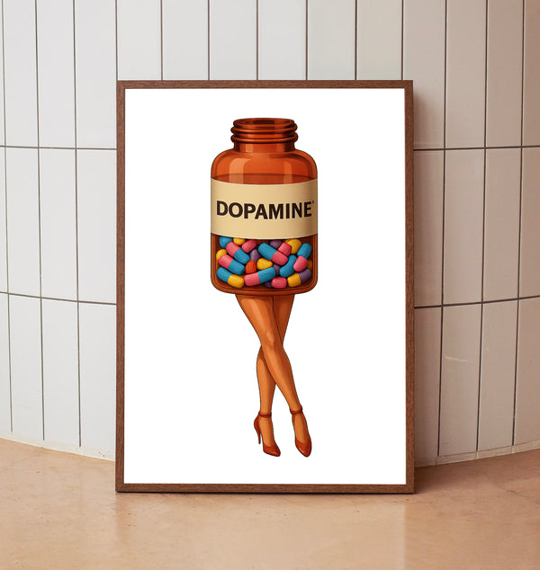 Retro Dopamine Art Decor, Dopamine Pills Women Poster Collage Art Retro Surreal Art Psychedelic