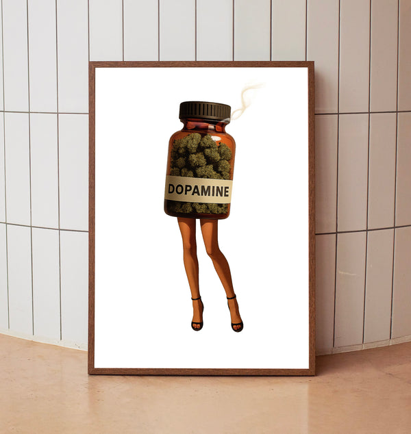 Retro Dopamine Art Decor, Dopamine Weed Art Cannabis Poster Collage Art Retro Surreal Art