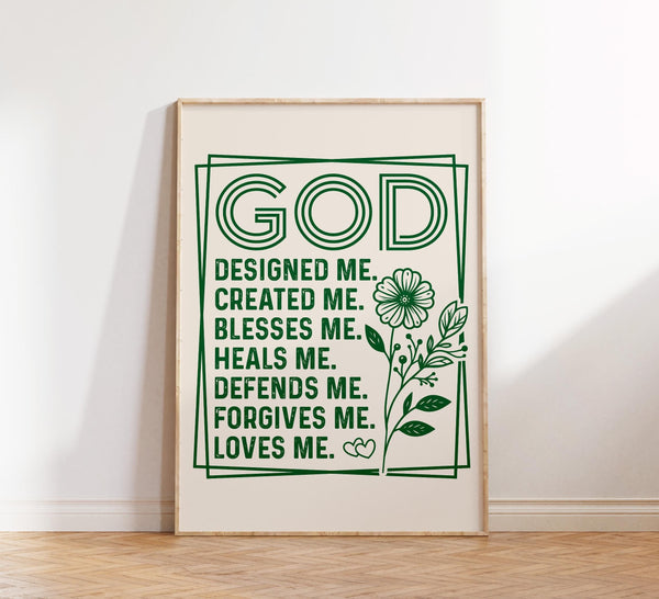 Retro God Print, Christian Wall Art, Christian Poster, Digital Download, Wall Decor, Printable Art, Gift For Christians, Green Poster 1854815013