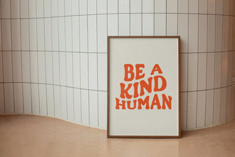 Retro Groovy Wall Art, Be a Kind Human Print, Digital Download print, Printable art, Retro Orange poster, Wall Decor, Inspirational print 1481339466