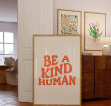 Retro Groovy Wall Art, Be a Kind Human Print, Digital Download print, Printable art, Retro Orange poster, Wall Decor, Inspirational print 1481339466