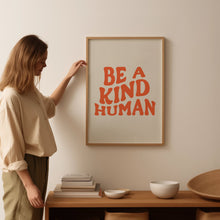 Retro Groovy Wall Art, Be a Kind Human Print, Digital Download print, Printable art, Retro Orange poster, Wall Decor, Inspirational print 1481339466