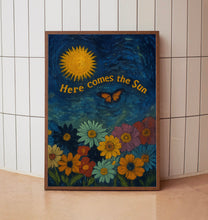 Retro Here Comes The Sun Print - Retro Art, Groovy Floral, 1970s 1960s, Bright Bold, Hippie Flowers, Positive Affirmation, Sunshine, Summer