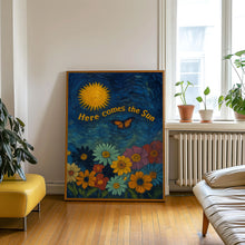 Retro Here Comes The Sun Print - Retro Art, Groovy Floral, 1970s 1960s, Bright Bold, Hippie Flowers, Positive Affirmation, Sunshine, Summer
