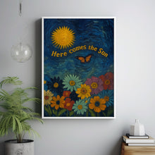 Retro Here Comes The Sun Print - Retro Art, Groovy Floral, 1970s 1960s, Bright Bold, Hippie Flowers, Positive Affirmation, Sunshine, Summer