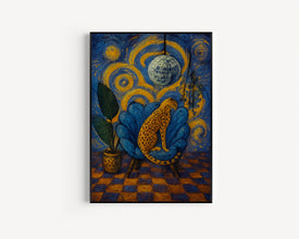 Retro Interior Disco Leopard Print 2 - Disco Ball Print, Retro Disco, Leopard Funky Interior, Retro Bohemian, Colouful Groovy 70s Poster,