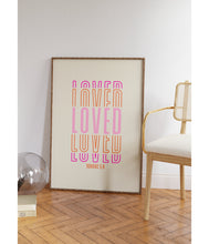 Retro Quote Wall Print, Christian Poster, Loved Print, Roman Bible Verse, Groovy Print, Inspirational print, Digital Download, Wall Decor 1584056359