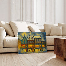Retro Snowy Town Christmas Art Winter Farmhouse Print
