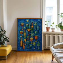 Retro Wine Glasses Trendy Print, Wine Illustration, Bar Cart Art, Trendy Aesthetic Hand Drawn Doodle, Dining Room Kitchen Maximalist Decor