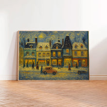 Retro Winter Village Print Vintage Christmas Town