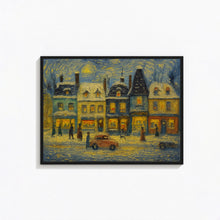 Retro Winter Village Print Vintage Christmas Town