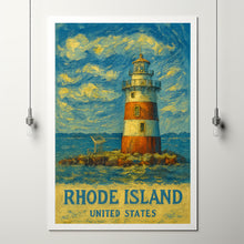 Rhode Island Print, Rhode Island Photo Poster, Rhode Island Travel Wall Art, Rhode Island Map Print, Rhode Island Van Gogh Style, United States