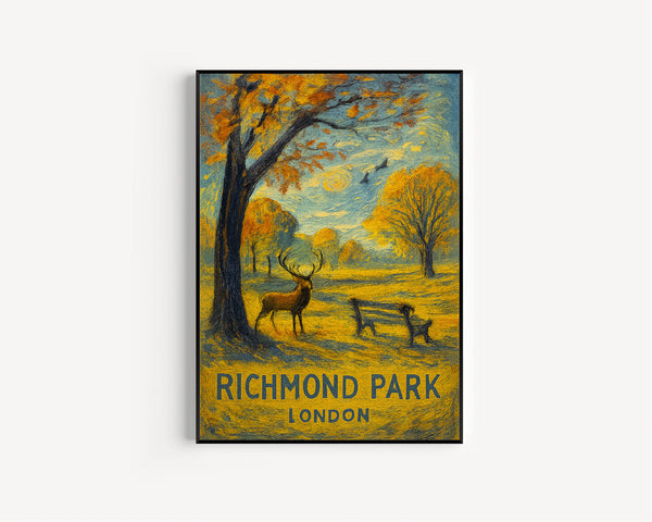 Richmond Park Travel Poster, London City Wall Art, Richmond Park London Print, London Gifts, Richmond Park Wall Decor, Birthday Gifts
