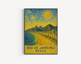 Rio de Janeiro Poster Print, Rio de Janeiro Travel Poster, Rio de Janeiro Van Gogh Style Wall Art, Rio de Janeiro, Brazil