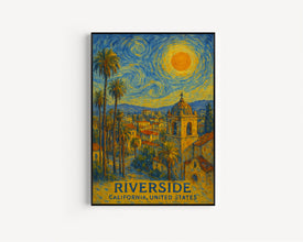 Riverside Poster Print, Riverside Travel Poster, Riverside Van Gogh Style Wall Art, Riverside, California, United States