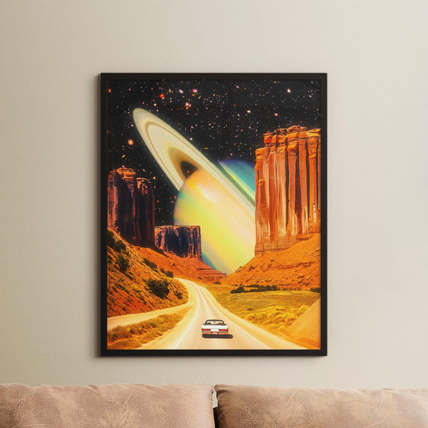Road Trip To Saturn  Retro Futurism  Cosmic Sci-Fi Art  Vintage Collage  Trippy Space Art  Surrealist Wall Decor  Nasa Cosmos Travel 1884126403