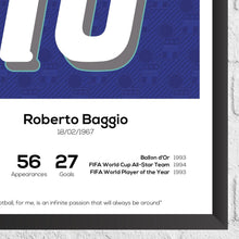 Roberto Baggio Italy Legend Stats Football Print 1320083324