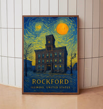Rockford Poster Print, Rockford Travel Poster, Rockford Van Gogh Style Wall Art, Rockford, Illinois, United States
