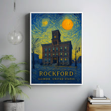 Rockford Poster Print, Rockford Travel Poster, Rockford Van Gogh Style Wall Art, Rockford, Illinois, United States
