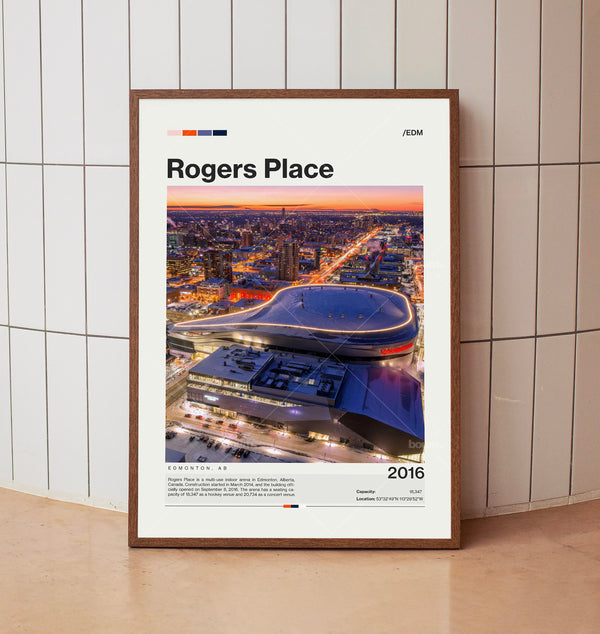 Rogers Place Poster Edmonton Oilers NHL Arena, Mid-Century Modern (Print)