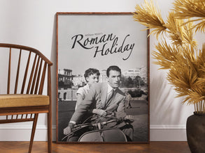 Roman Holiday Poster, Retro Movie Poster, Vintage Poster, Gift for Her, Romantic Movies, Audrey Hepburn, Gregory Peck, William Wyler, Italy 1889950714