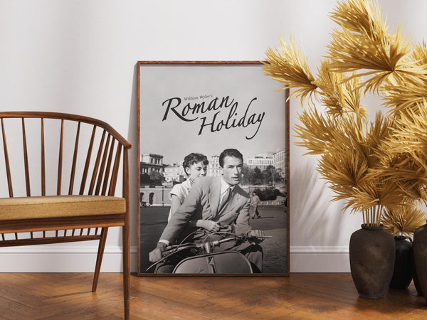 Roman Holiday Poster, Retro Movie, Vintage Film, Audrey Hepburn, Gregory Peck, Romantic Comedy 4297261124