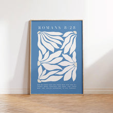 Romans 828 Floral Print, Christian Wall Art, Bible Verse Printable Art, Blue Wall Art, Trendy Dorm Decor, Christian Gift, Downloadable Art 1869185836