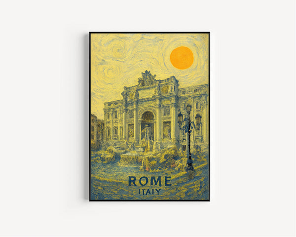 Rome Poster Print, Rome Travel Poster, Rome Van Gogh Style Wall Art, Rome, Italy