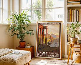 Rome Travel Poster Vintage Train Route Ad, 1920s Art (Digital Download) 769673391
