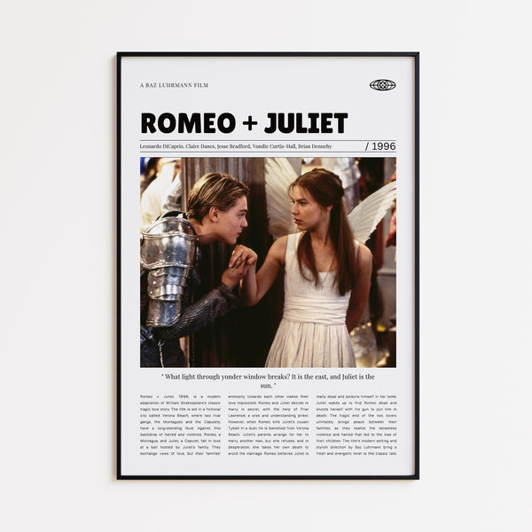 Romeo + Juliet, Baz Luhrmann, Retro Movie Poster, Custom Movie Poster Print 4421168030
