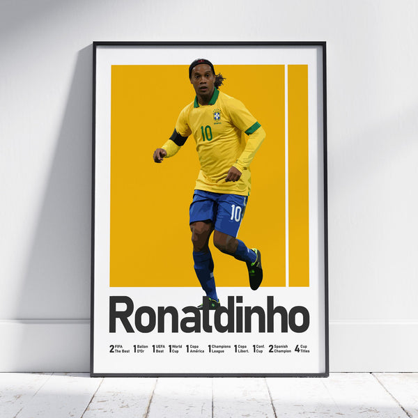 Ronaldinho Brazil Football Poster, Legendary Soccer Print, Sports Wall Decor Art 1560963441