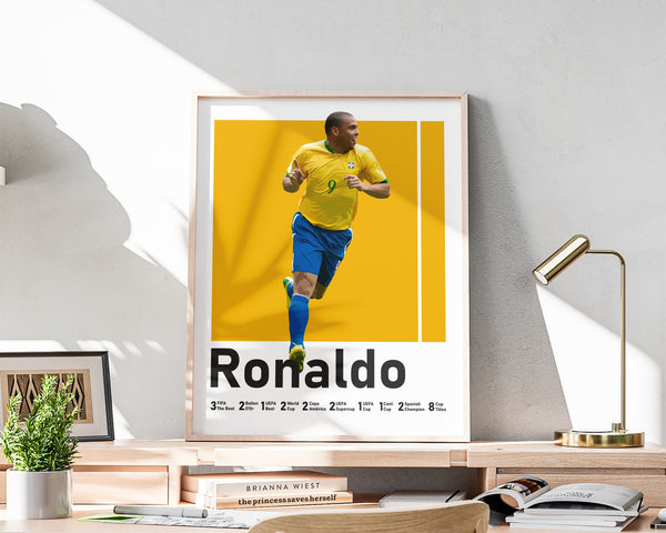 Ronaldo Nazario Poster, Brazilian Football Legend, Gift for Him Sport Poster 1547584580