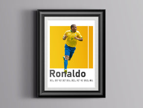 Ronaldo Nazario Poster, Brazilian Football Legend, Gift for Him Sport Poster 1547584580