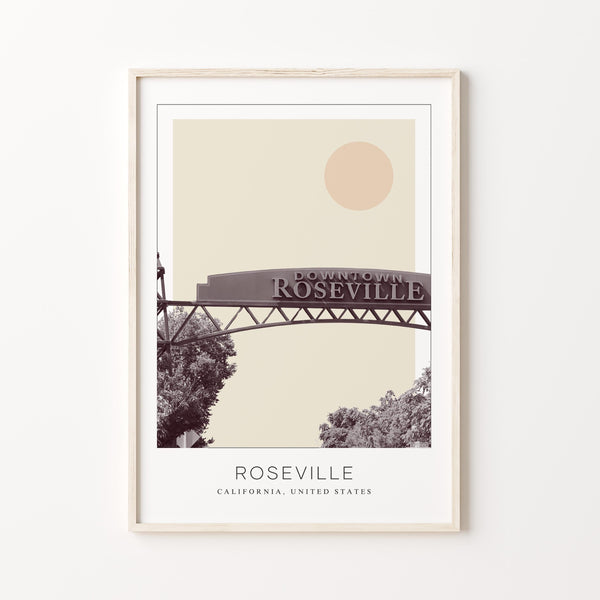 Roseville Poster Print, Roseville Travel Poster, Roseville Minimalistic Wall Art, Roseville, California, United States 1868249448