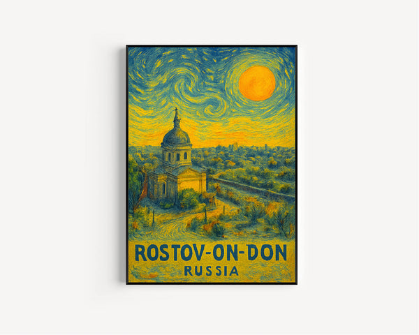 Rostov-on-Don Poster Print, Rostov-on-Don Travel Poster, Rostov-on-Don Van Gogh Style Wall Art, Rostov-on-Don, Russia