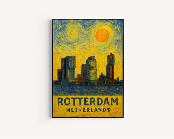 Rotterdam Poster Print, Rotterdam Travel Poster, Rotterdam Van Gogh Style Wall Art, Rotterdam, Netherlands