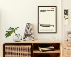 SEINFELD Inspired Poster, Whale, Art Print - Minimalist, Helvetica, Mid-Century Modern, Black and white, Swiss, Poster, Nautical 716615218