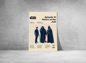 STAR WARS - Return of the Jedi Poster - Luke Skywalker, Darth Vader, Darth Sidious - Mid Century Modern Poster - Digital Art - Printable Art 1323924297