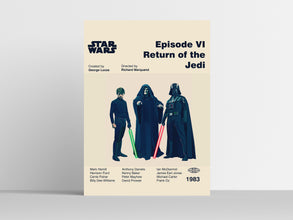 STAR WARS - Return of the Jedi Poster - Luke Skywalker, Darth Vader, Darth Sidious - Mid Century Modern Poster - Digital Art - Printable Art 1323924297