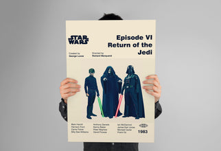 STAR WARS - Return of the Jedi Poster - Luke Skywalker, Darth Vader, Darth Sidious - Mid Century Modern Poster - Digital Art - Printable Art 1323924297