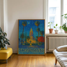 Sacramento California Poster, Canvas Print, USA, Cityscape Architecture, Neon Sign, Palm Trees, City Lights, Home Decor