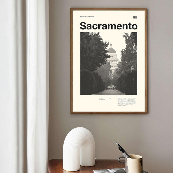 Sacramento City Art Print  Sacramento Poster  Sacramento Wall Art  Mid Century Poster  Travel Print Art  California 1566578536