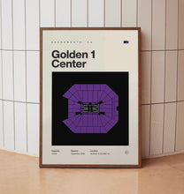 Sacramento Kings Poster, Golden 1 Center Stadium Print, Mid Century Modern Basketball P-EJBL41